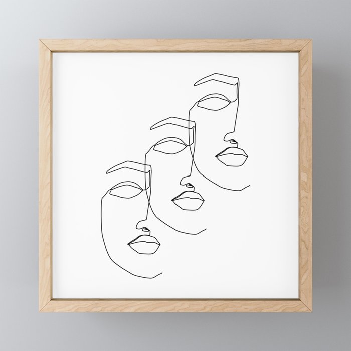 Self-Portrait Simple Line Drawing Framed Mini Art Print