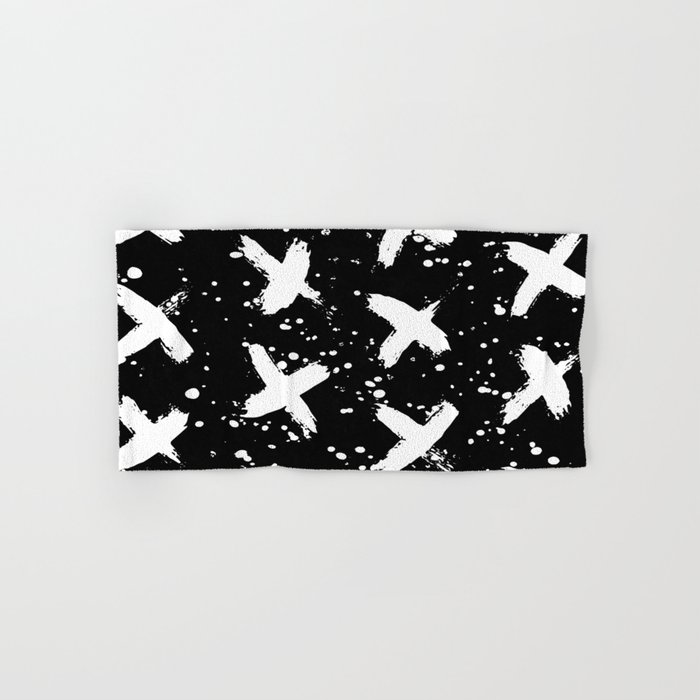 X Paint Spatter Black and White Hand & Bath Towel