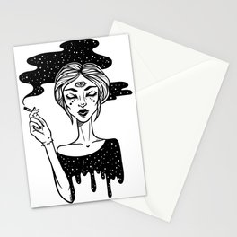 Smoking girl Stationery Cards