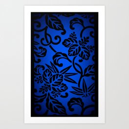 Natural Elegance in Deep Blue : Nishiki Brocade Japanese Pattern  Art Print