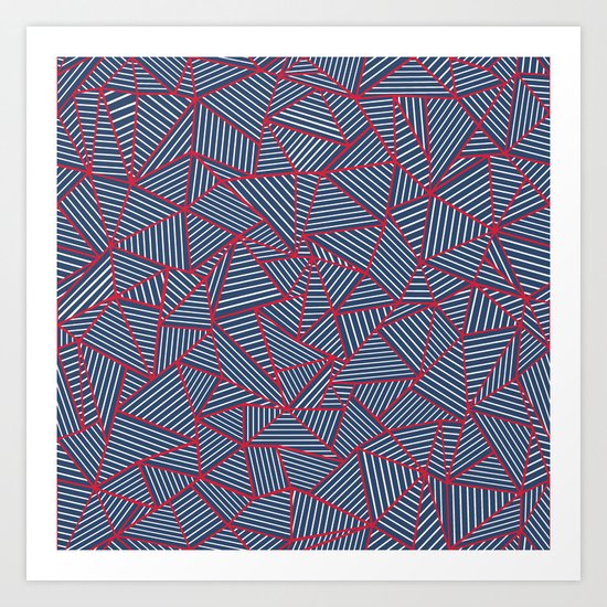 Ab Out Navy Red Art Print