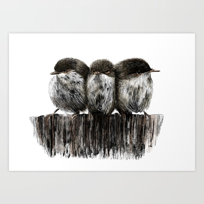 Three little birds. Art Print