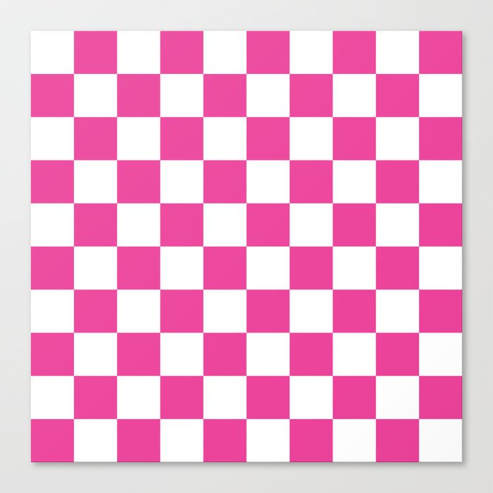 Hot Pink Checkerboard Palm Beach Preppy Canvas Print