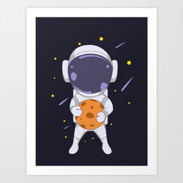 Astronaut carrying the moon Art Print