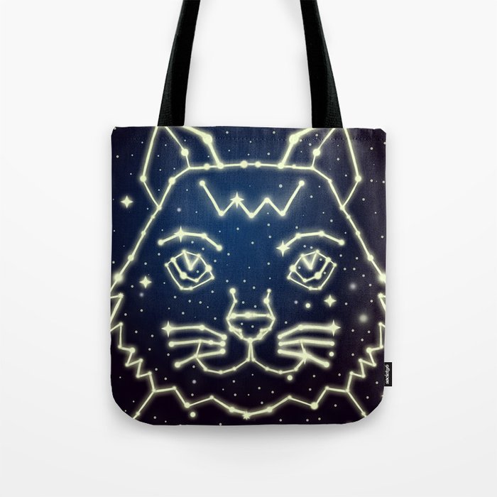 Cat and Stars Tote Bag