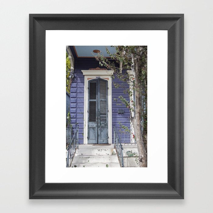 New Orleans Blue Marigny Door Framed Art Print