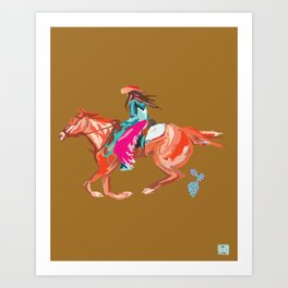 Cowgirl on Horse Art Rodeo Queen Western Art  Art Print