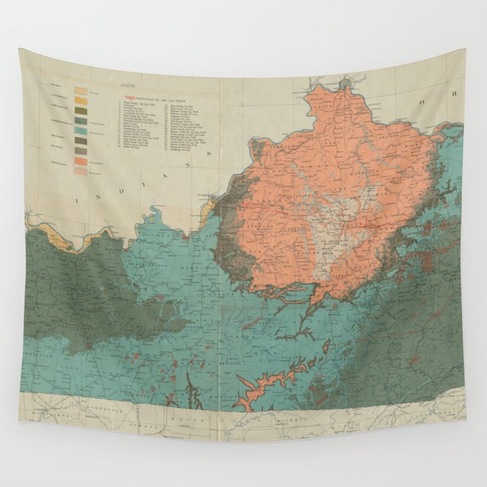 Vintage Geological Map of Kentucky (1920) Wall Tapestry by BravuraMedia  Society6