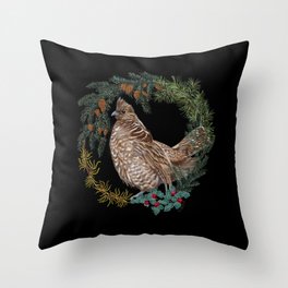 Forest Grouse "Season's Greetings" Throw Pillow
