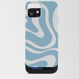 Retro Modern Liquid Swirl Abstract Pattern in Baby Blue and White iPhone Card Case