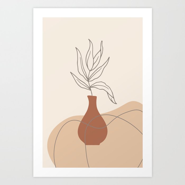 Minimal Line Art Plant Art Print