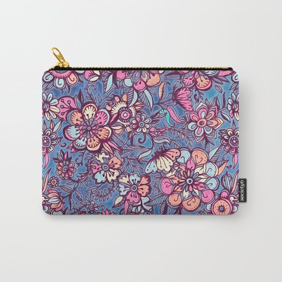 Sweet Spring Floral - soft indigo & candy pastels Carry-All Pouch