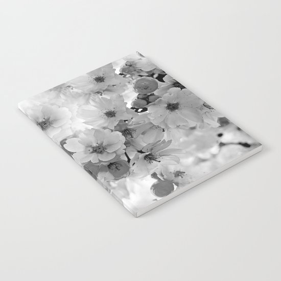 CHERRY BLOSSOMS IN BLACK AND WHITE Notebook