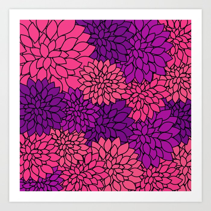 Pink Purple Dahlia Flowers Art Print