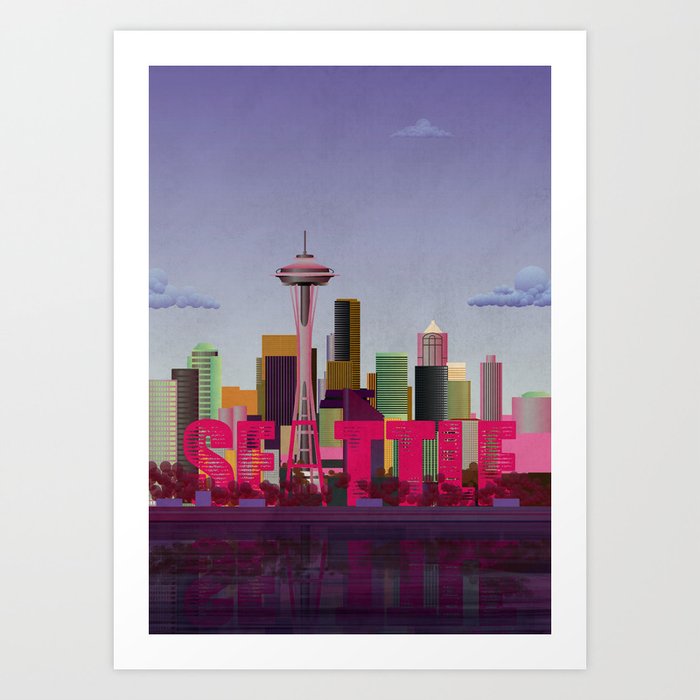 Seattle Art Print by wyattdesign | Society6