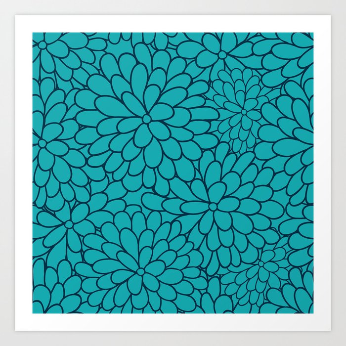 Turquoise Floral Art Print