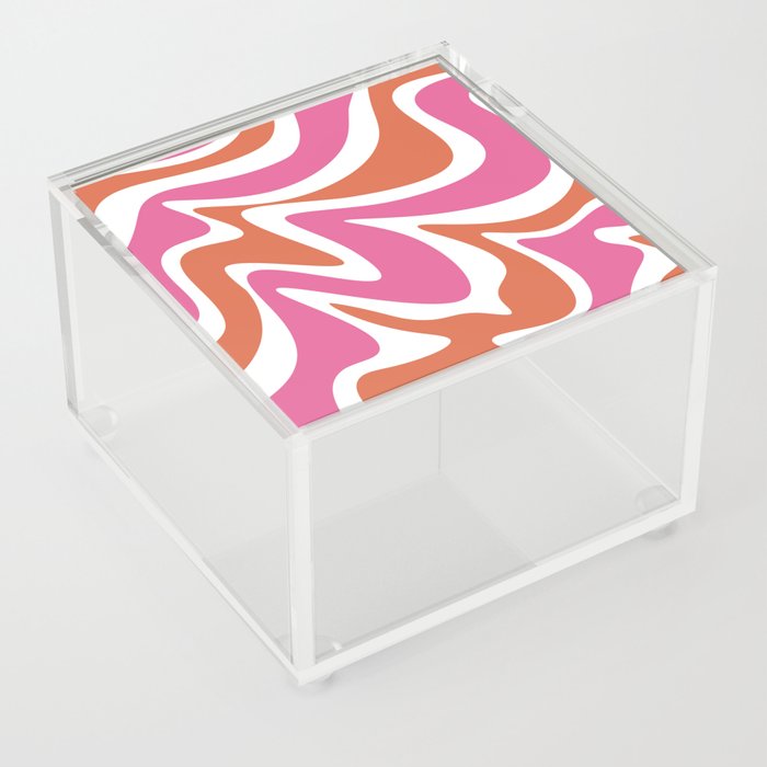 Liquid Abstract Waves \\ Terracotta & Magenta Acrylic Box