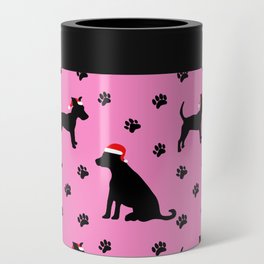 Santa Paws on Pink Can Cooler