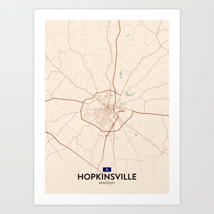 Hopkinsville, Kentucky, United States - Vintage City Map Art Print by ...