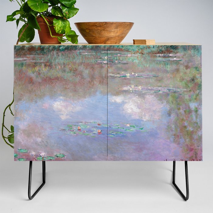 Claude Monet's The Water Lily Pond (Clouds) (1903) famous painting Credenza