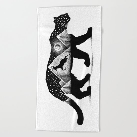 THE MOUNTAIN LION AND THE DEER Beach Towel