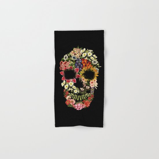 Floral Skull Vintage Black Hand & Bath Towel