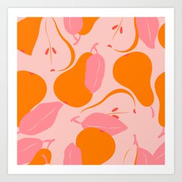 Bright orange pears, pattern Art Print