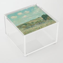 Vintage Painting - Antique Oil Painting - Farmhouse Summer Field Country Landscape Acrylic Box