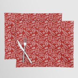 Christmas Pattern Red White Drawing Elements Placemat