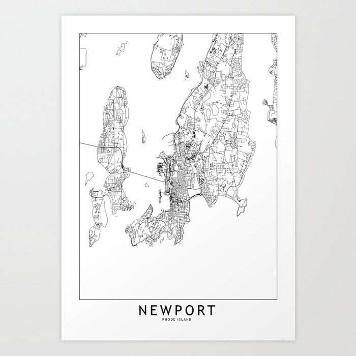 Newport White Map Art Print