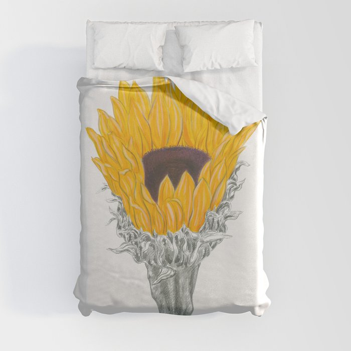 Sunflower 01 Botanical Flower Duvet Cover