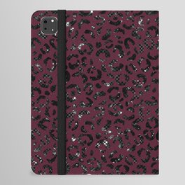 Girly Burgundy Glitter Leopard Pattern iPad Folio Case