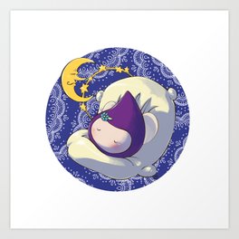 Sleeping Poppette and the Moon Art Print