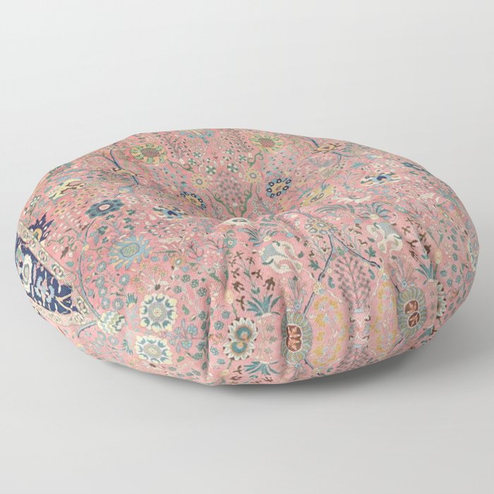 Rose Petag Tabriz Antique Persian Floor Pillow