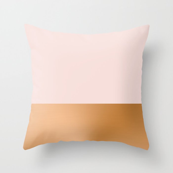 Blush Pink and Copper  Throw Pillow