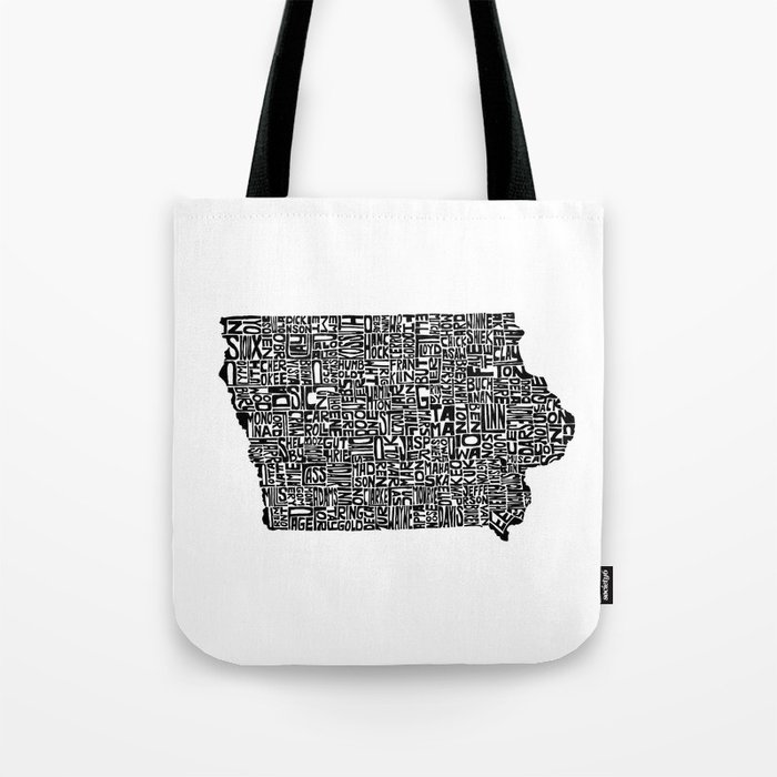 Typographic Iowa Tote Bag