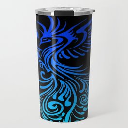 Rising From The Ashes Phoenix Blue Aqua Ombre Travel Mug