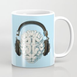 Mind Music Connection /3D render of human brain wearing headphones Coffee Mug