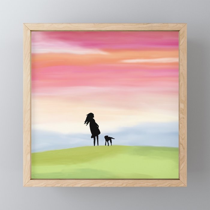 A Girl And Her Dog Framed Mini Art Print By Pipitandfox Society6