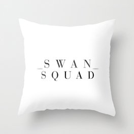 Swan Squad Black Throw Pillow