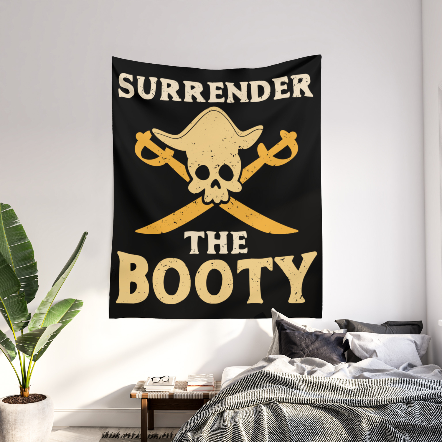 Novelty Surrender the Booty Pirate Skull Bones Flag Flag Banner Decor CS 