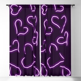 Neon Hearts Purple Blackout Curtain