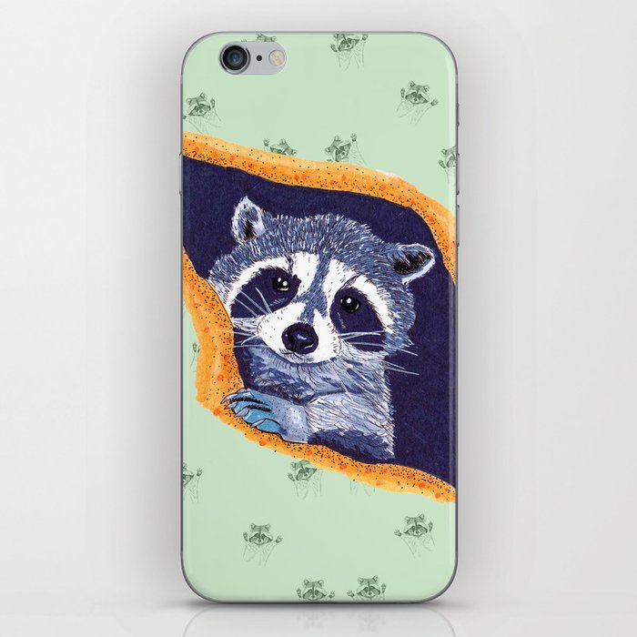 Peeking Raccoon # 2 Pastel Green Pallet iPhone Skin