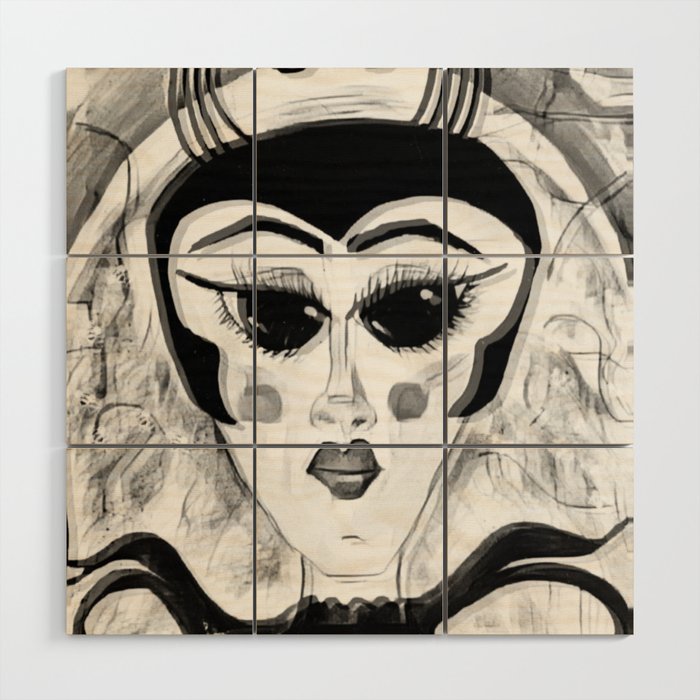 Maleficent the Bee Queen black and white edit Wood Wall Art