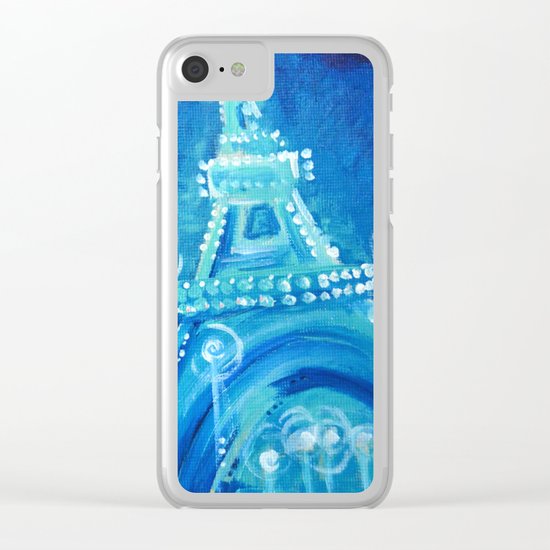 Paris Blue Clear iPhone Case