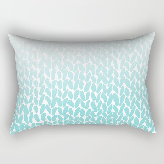 Hand Knitted Ombre Teal Rectangular Pillow