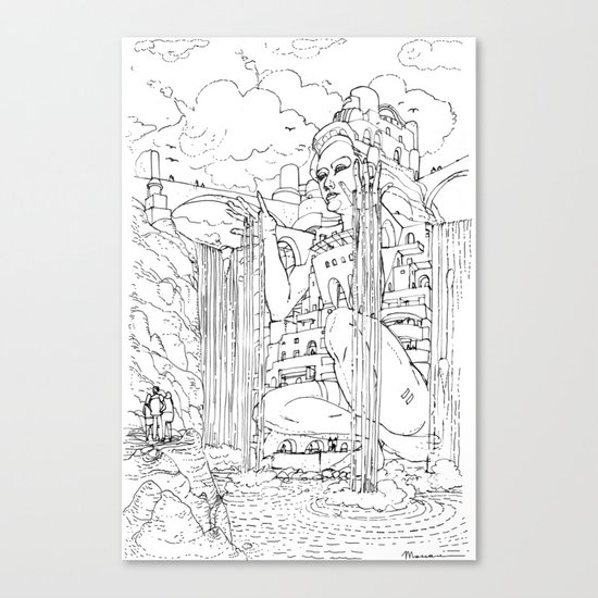 La Citta' sulla Cascata Canvas Print