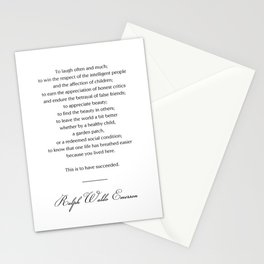 Ralph Waldo Emerson Quote - This is to have succeeded 3 - Minimal, Black and White, Motivational Stationery Card