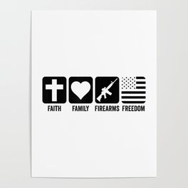 Faith Family Firearms & Freedom - Camo USA Flag Poster