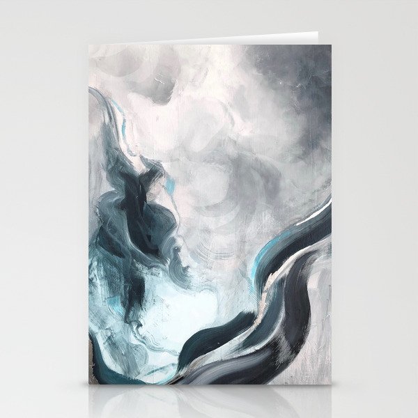 Siren Song Teal Blue Gray Silver Painting Stationery Cards By